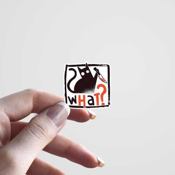 3pc - WHAT? Black Cat Sticker Decal Pack – Tumbler, Laptop - Picture 3 of 8